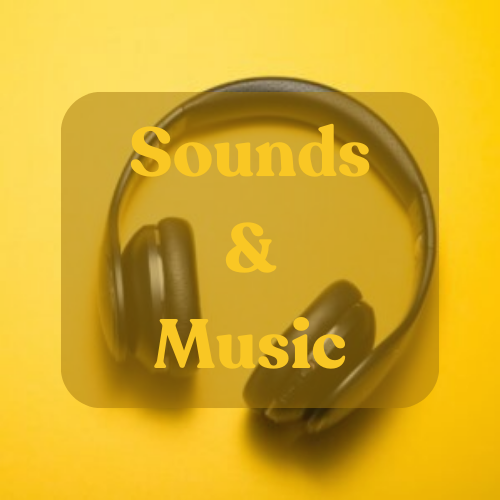 black headphones on yellow background